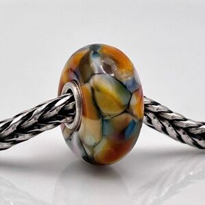 Summersday Artisan Trollbeads Style Trollstone Amber Teal Pink Purple Mosaic